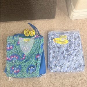 Mar Scrubs Blue and Green Floral Scrub Tops